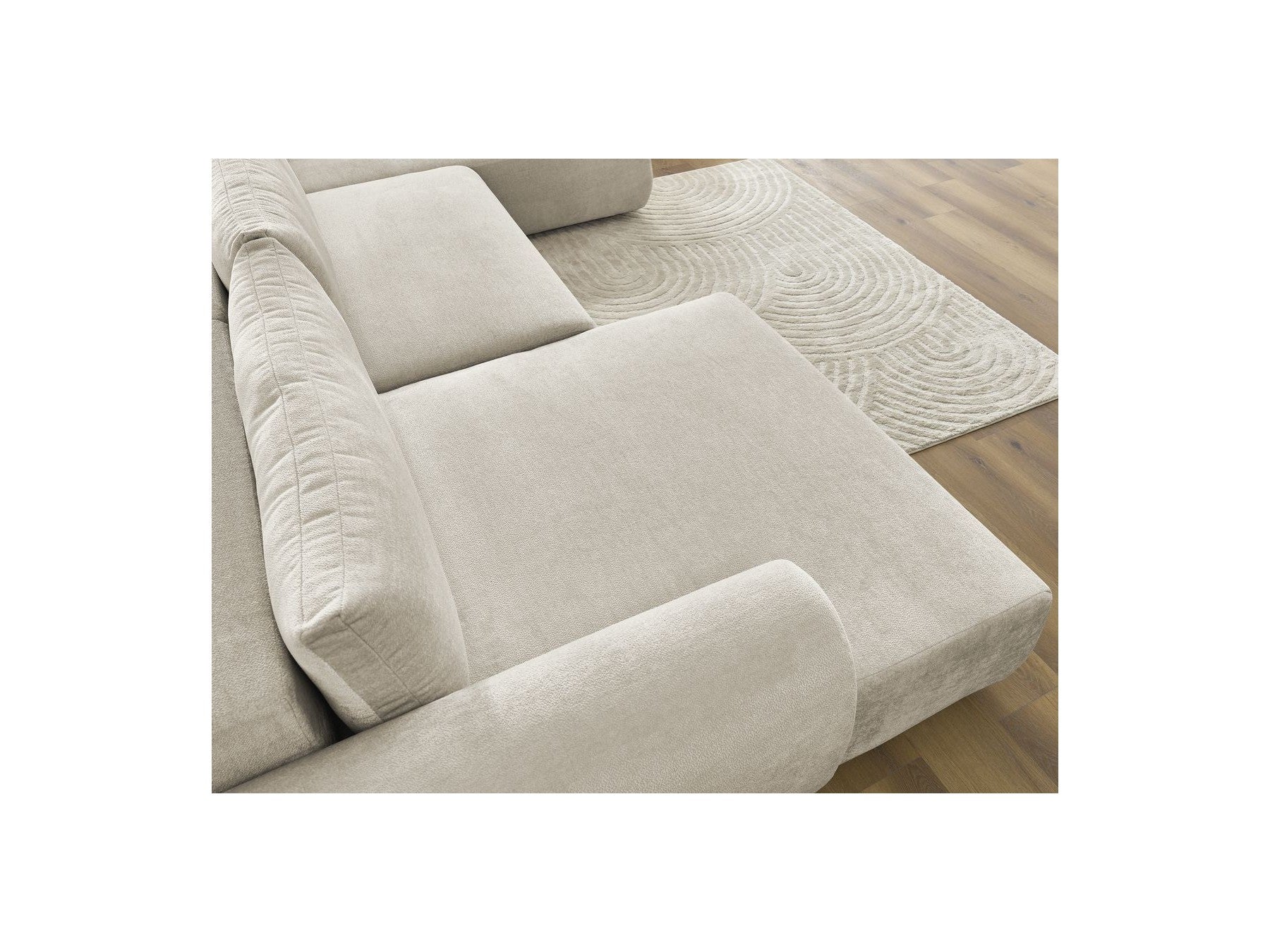 Panoramic Convertible Sofa with Storage - Lucien - Smooth Fabric - Left-Hand Corner
