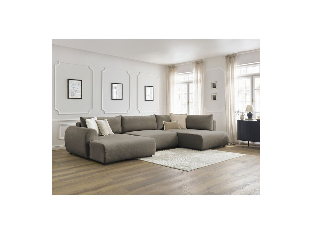 Panoramic Convertible Sofa with Storage - Lucien - Smooth Fabric - Left-Hand Corner