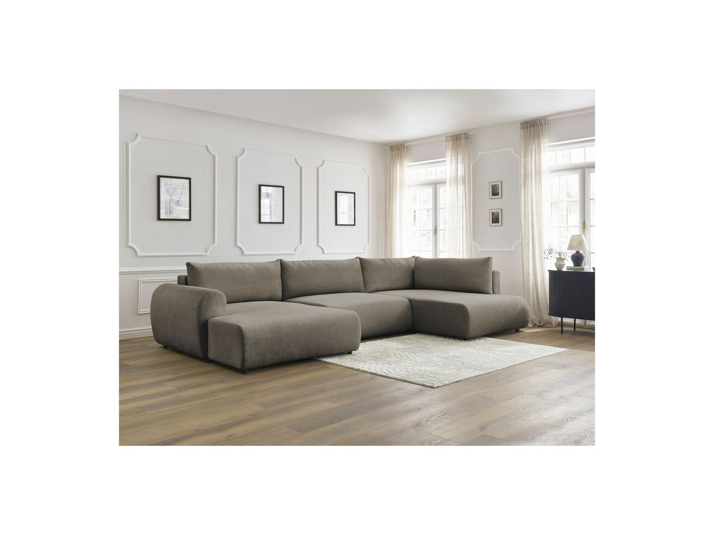 Panoramic Convertible Sofa with Storage - Lucien - Smooth Fabric - Left-Hand Corner