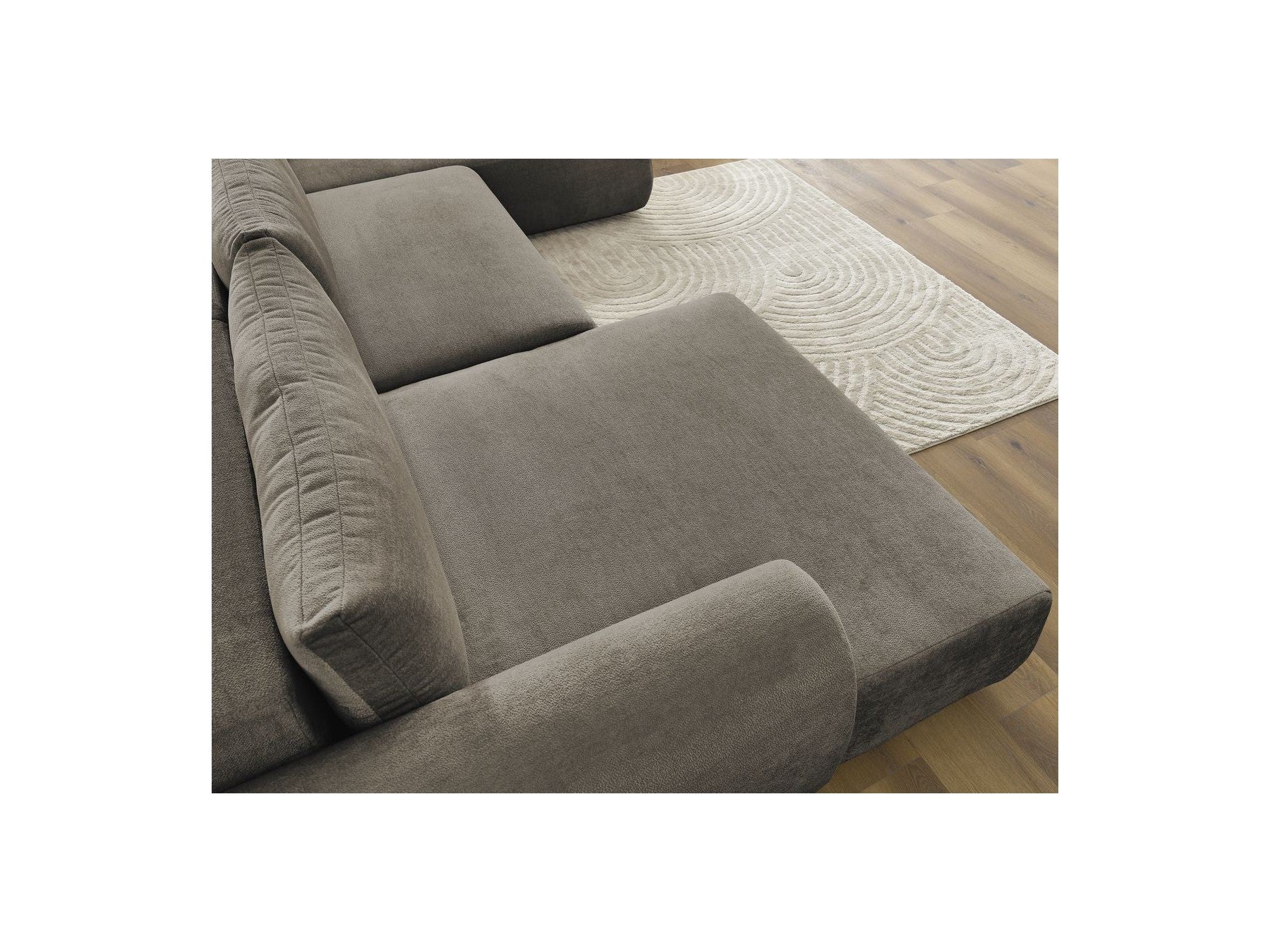 Panoramic Convertible Sofa with Storage - Lucien - Smooth Fabric - Left-Hand Corner