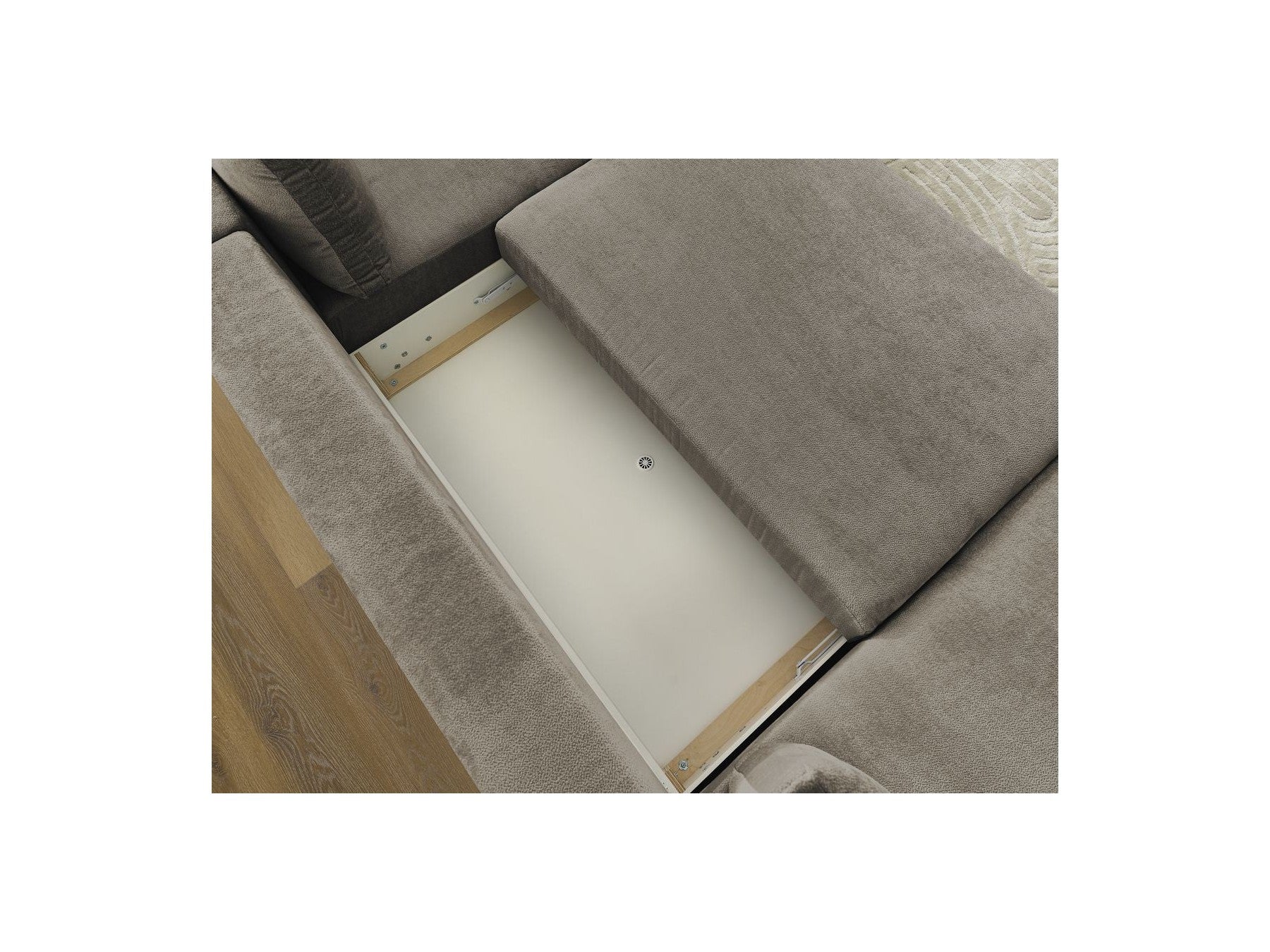 Panoramic Convertible Sofa with Storage - Lucien - Smooth Fabric - Left-Hand Corner