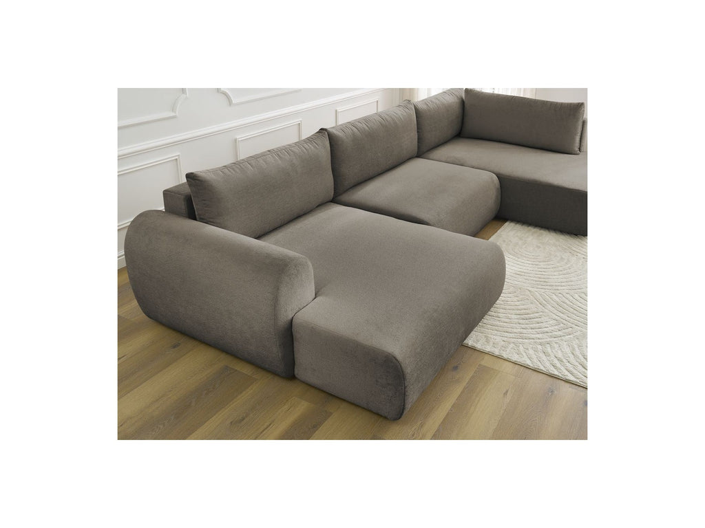Panoramic Convertible Sofa with Storage - Lucien - Smooth Fabric - Left-Hand Corner