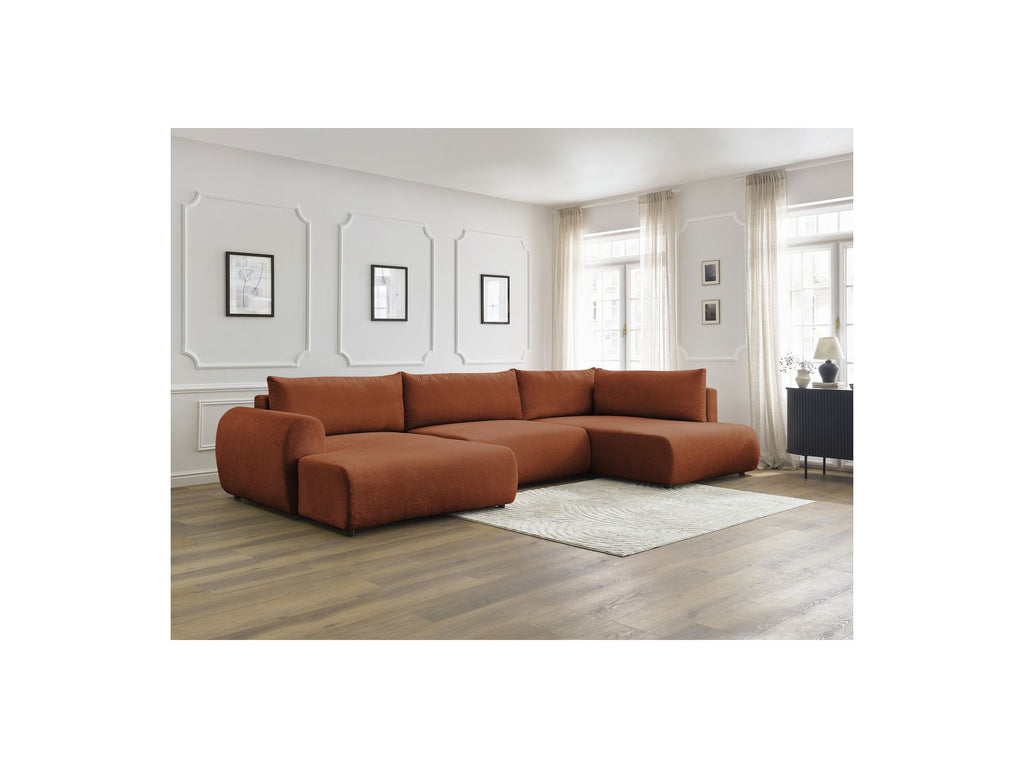 Panoramic Convertible Sofa with Storage - Lucien - Smooth Fabric - Left-Hand Corner