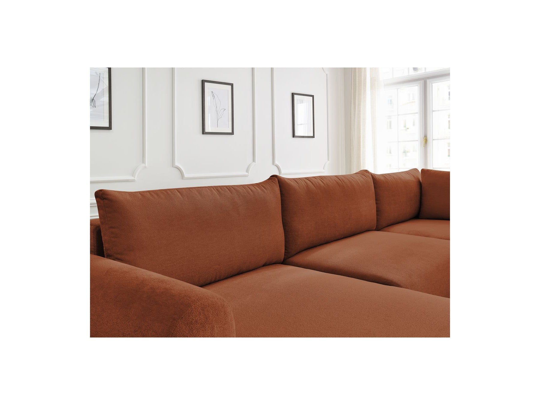 Panoramic Convertible Sofa with Storage - Lucien - Smooth Fabric - Left-Hand Corner