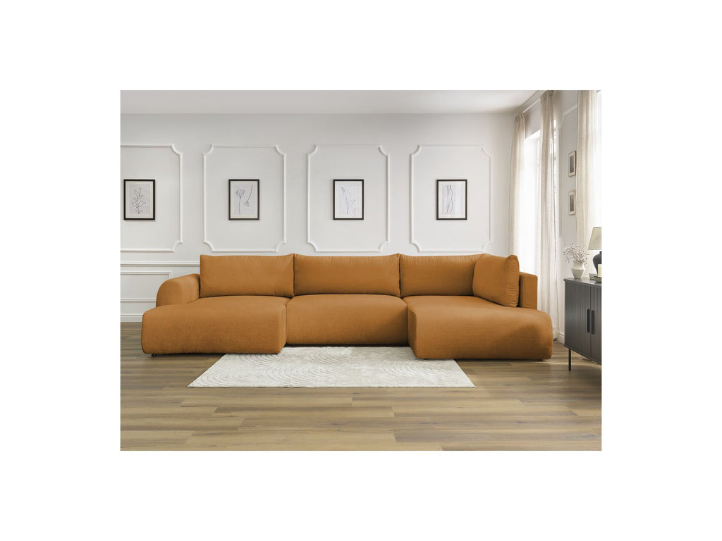 Panoramic Convertible Sofa with Storage - Lucien - Smooth Fabric - Left-Hand Corner
