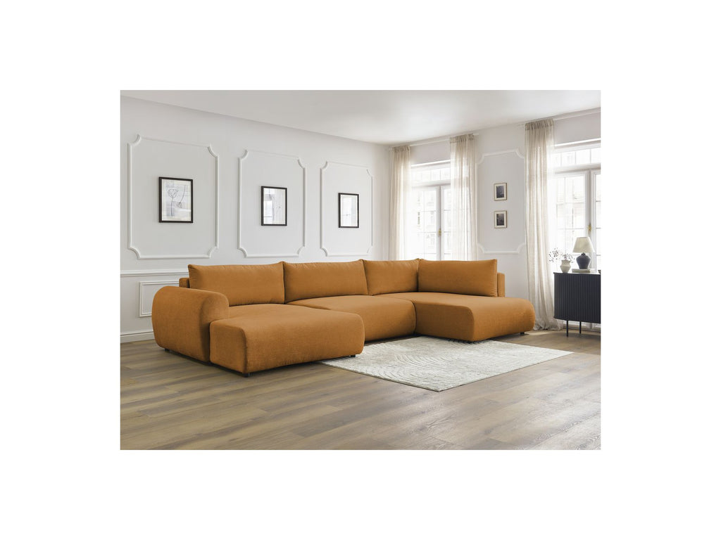 Panoramic Convertible Sofa with Storage - Lucien - Smooth Fabric - Left-Hand Corner
