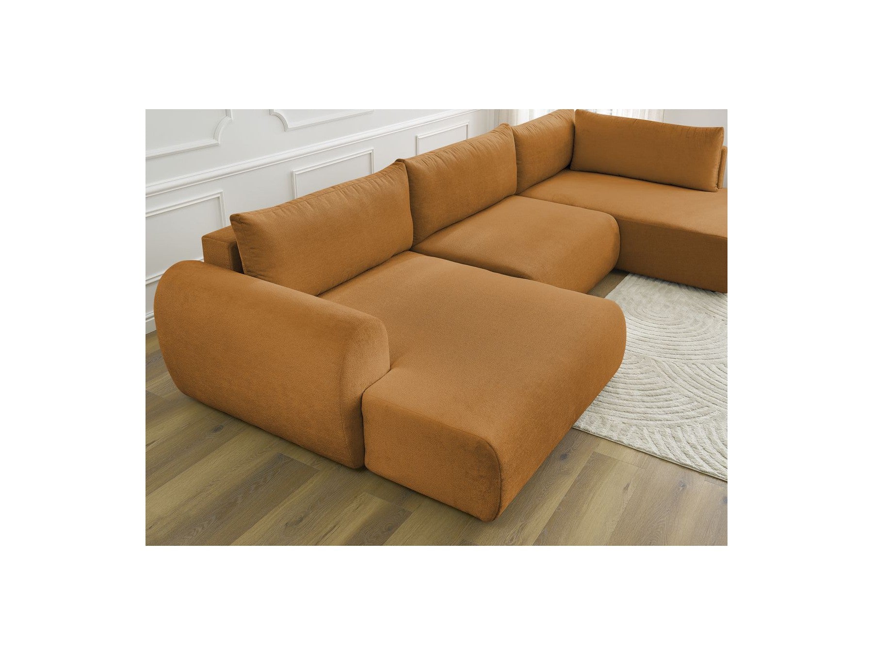 Panoramic Convertible Sofa with Storage - Lucien - Smooth Fabric - Left-Hand Corner