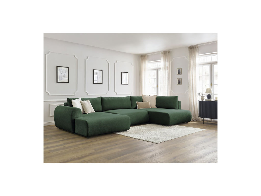 Panoramic Convertible Sofa with Storage - Lucien - Smooth Fabric - Left-Hand Corner