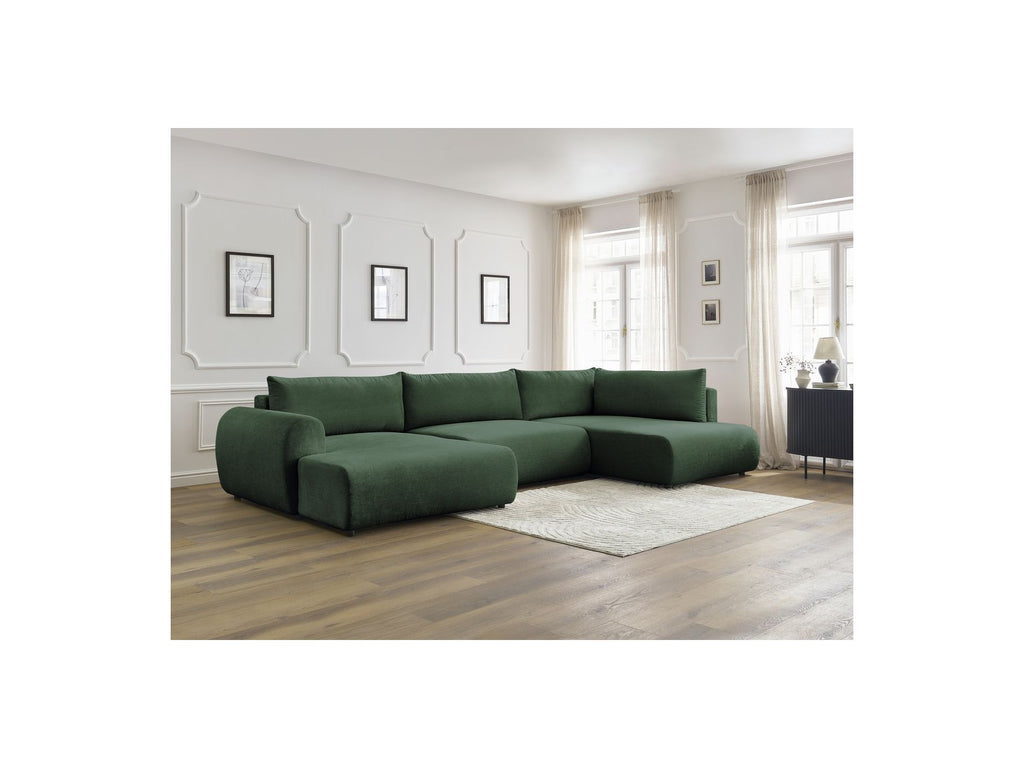 Panoramic Convertible Sofa with Storage - Lucien - Smooth Fabric - Left-Hand Corner