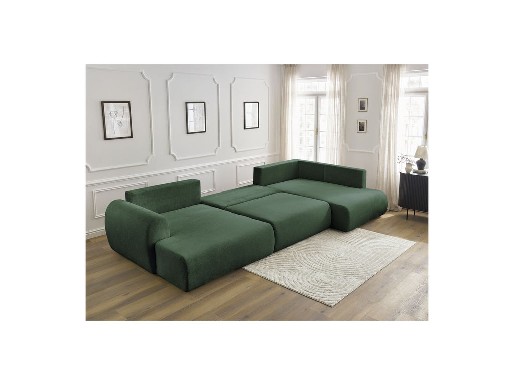 Panoramic Convertible Sofa with Storage - Lucien - Smooth Fabric - Left-Hand Corner