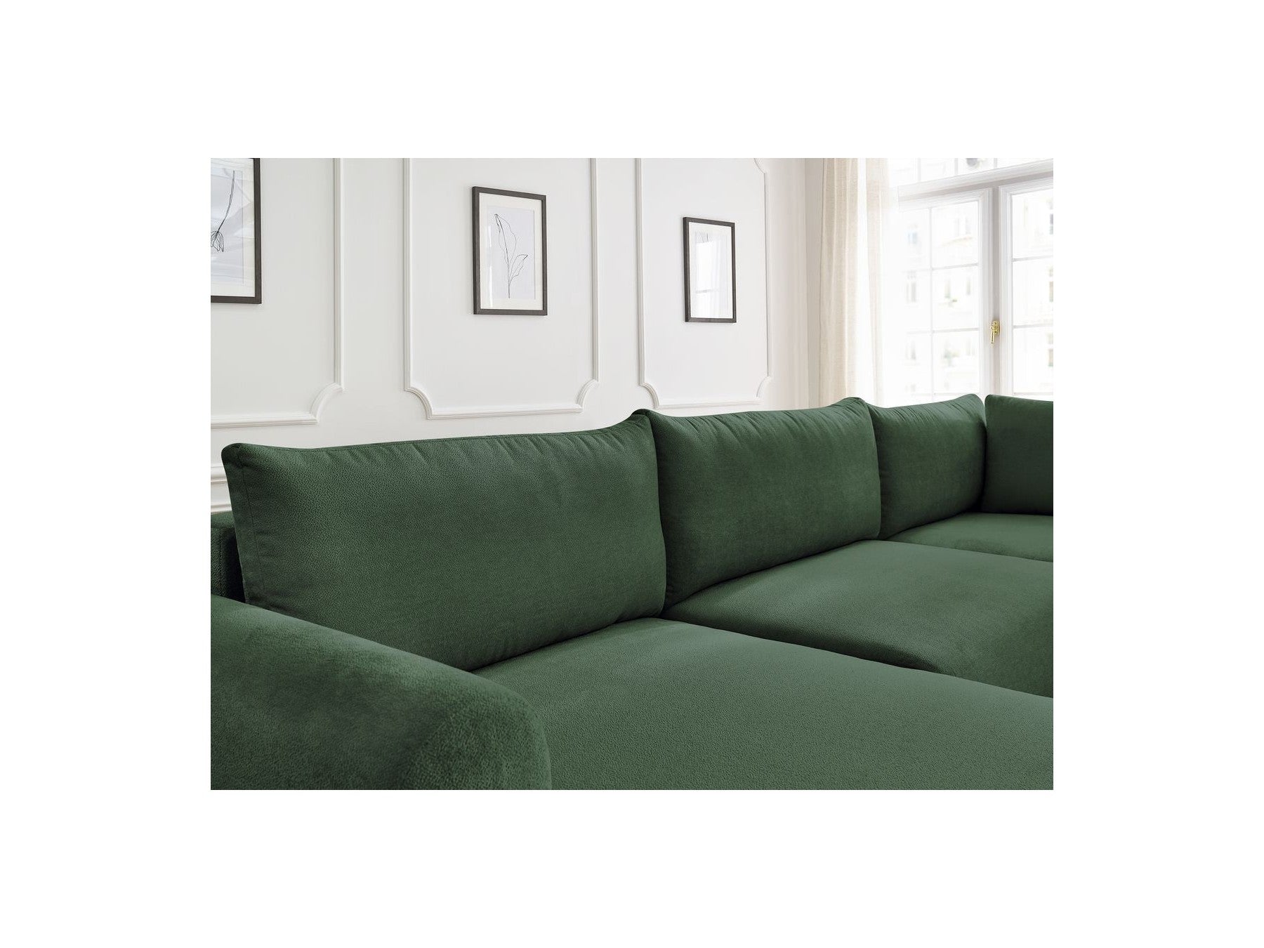 Panoramic Convertible Sofa with Storage - Lucien - Smooth Fabric - Left-Hand Corner