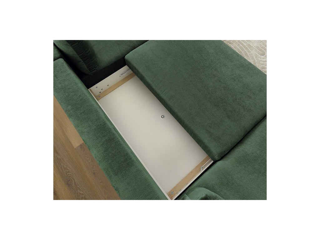 Panoramic Convertible Sofa with Storage - Lucien - Smooth Fabric - Left-Hand Corner