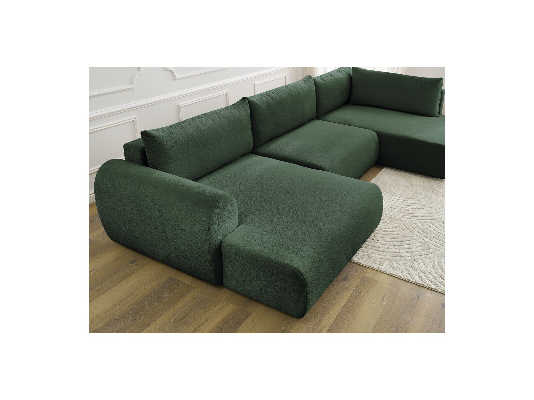 Panoramic Convertible Sofa with Storage - Lucien - Smooth Fabric - Left-Hand Corner