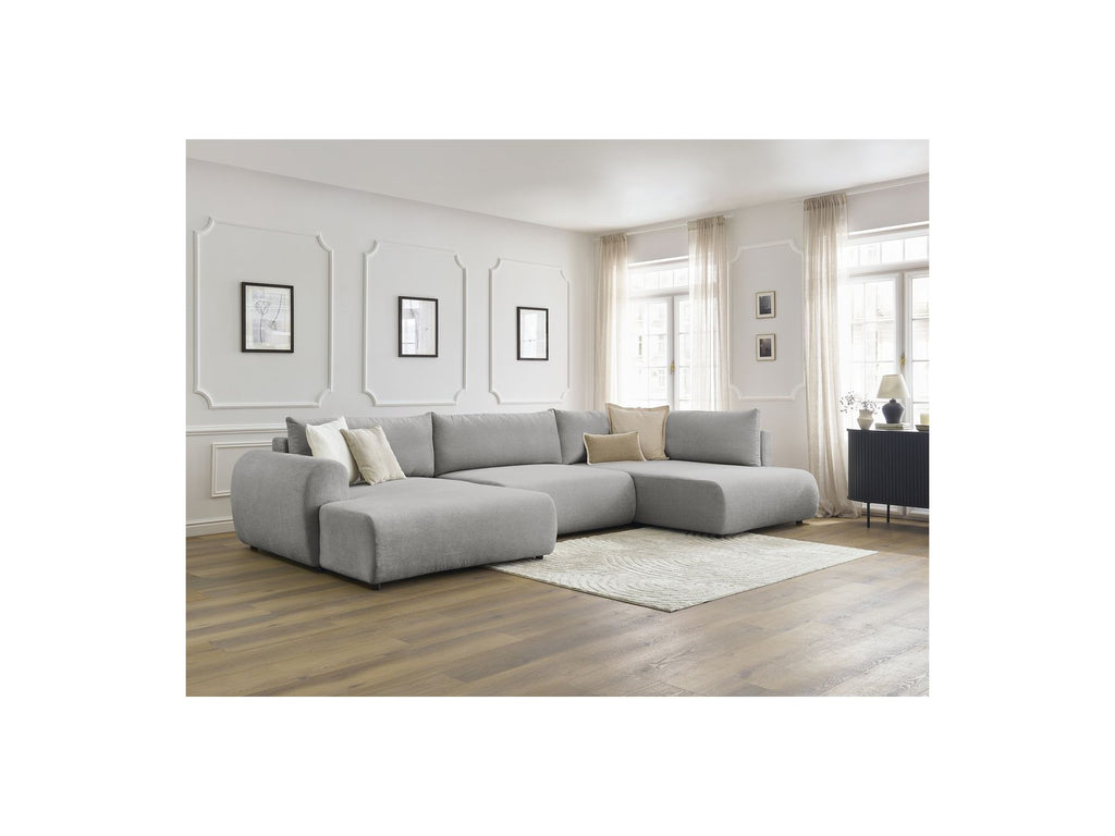 Panoramic Convertible Sofa with Storage - Lucien - Smooth Fabric - Left-Hand Corner