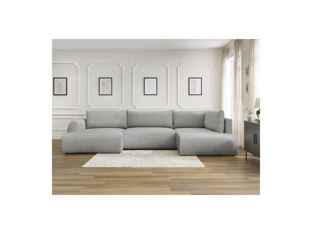 Panoramic Convertible Sofa with Storage - Lucien - Smooth Fabric - Left-Hand Corner