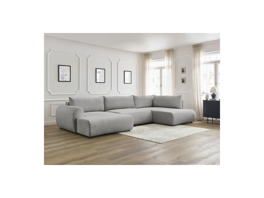 Panoramic Convertible Sofa with Storage - Lucien - Smooth Fabric - Left-Hand Corner