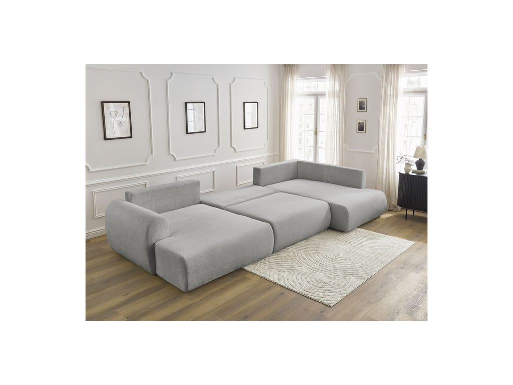 Panoramic Convertible Sofa with Storage - Lucien - Smooth Fabric - Left-Hand Corner