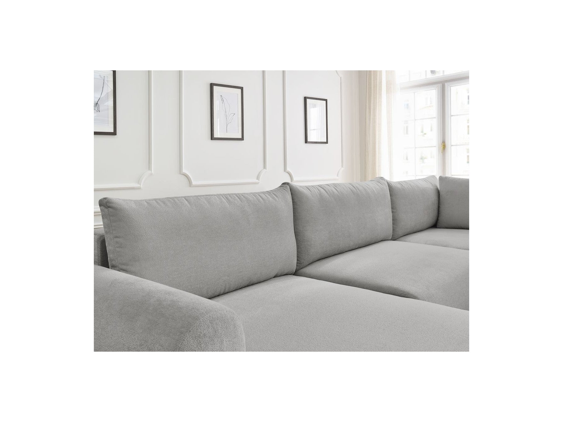 Panoramic Convertible Sofa with Storage - Lucien - Smooth Fabric - Left-Hand Corner