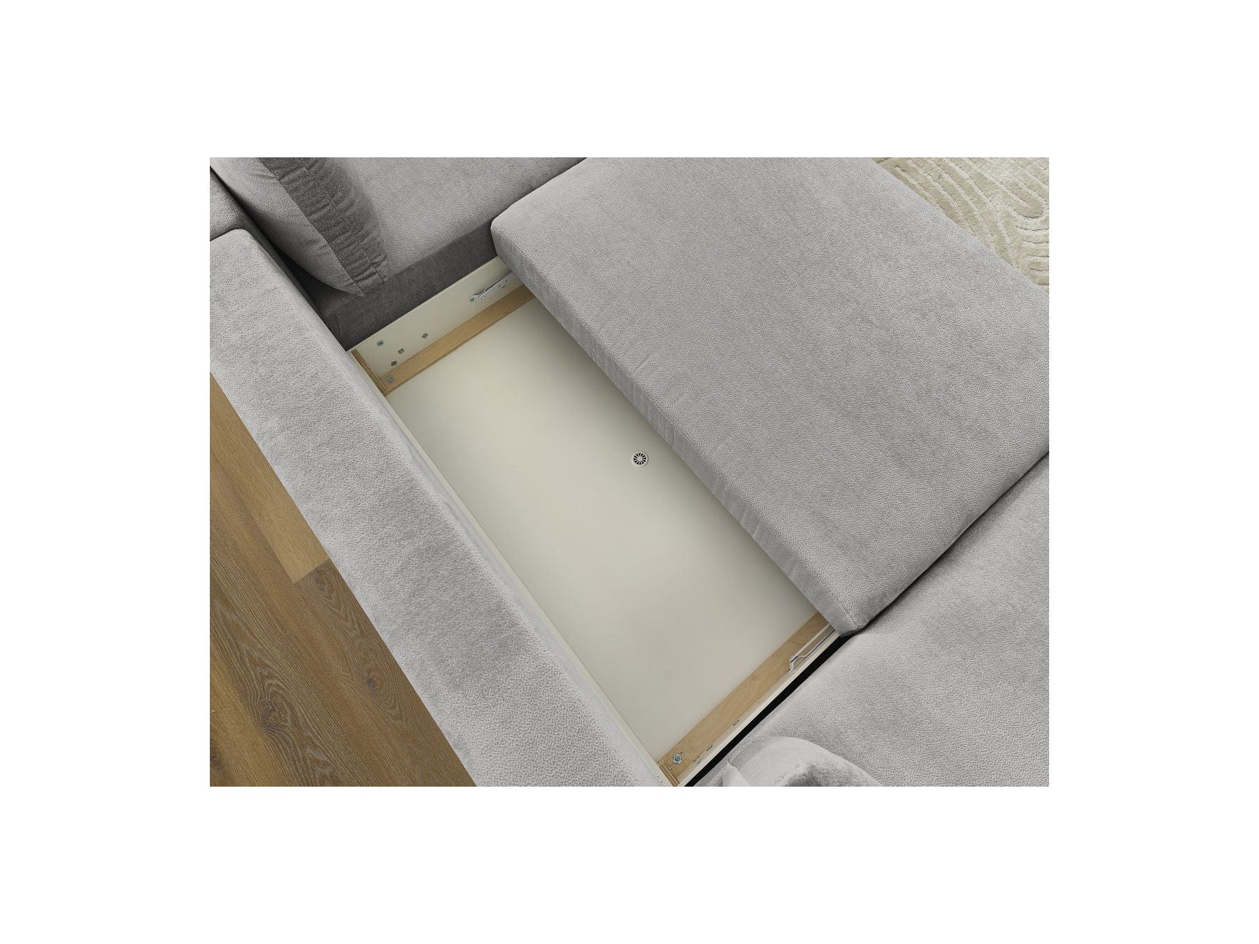Panoramic Convertible Sofa with Storage - Lucien - Smooth Fabric - Left-Hand Corner