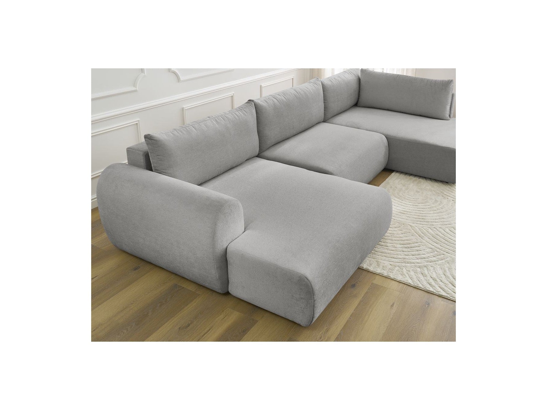 Panoramic Convertible Sofa with Storage - Lucien - Smooth Fabric - Left-Hand Corner