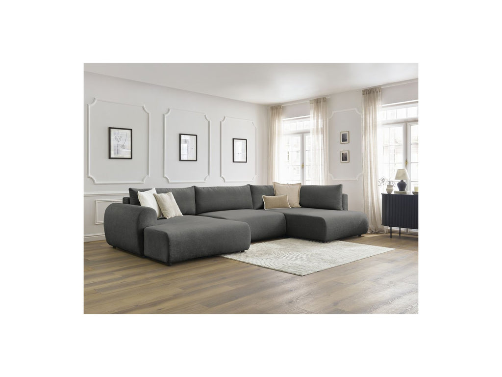 Panoramic Convertible Sofa with Storage - Lucien - Smooth Fabric - Left-Hand Corner