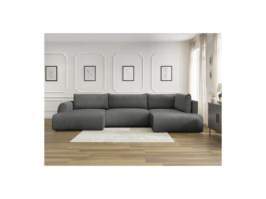 Panoramic Convertible Sofa with Storage - Lucien - Smooth Fabric - Left-Hand Corner