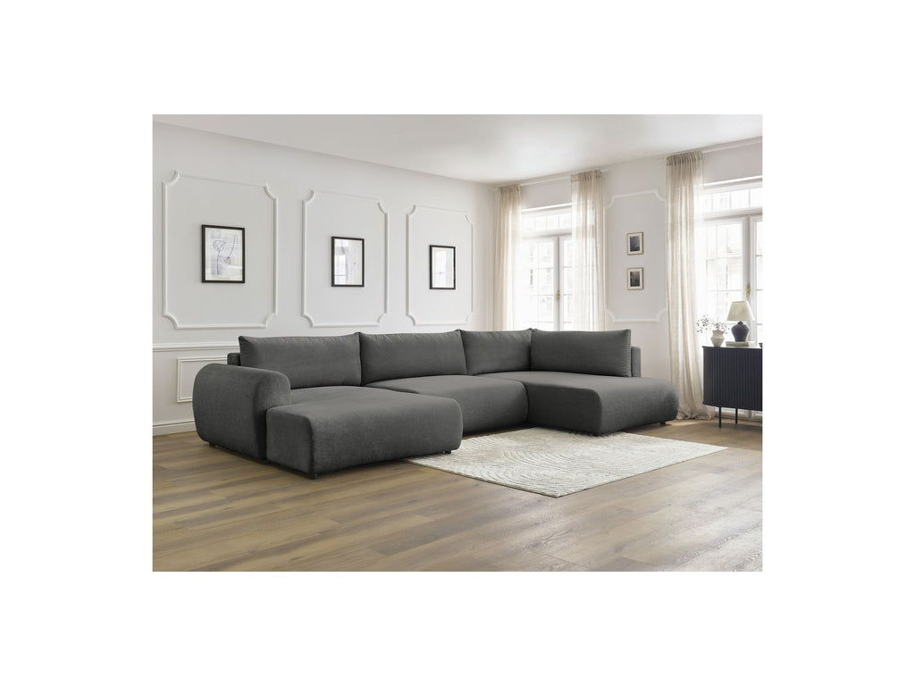 Panoramic Convertible Sofa with Storage - Lucien - Smooth Fabric - Left-Hand Corner