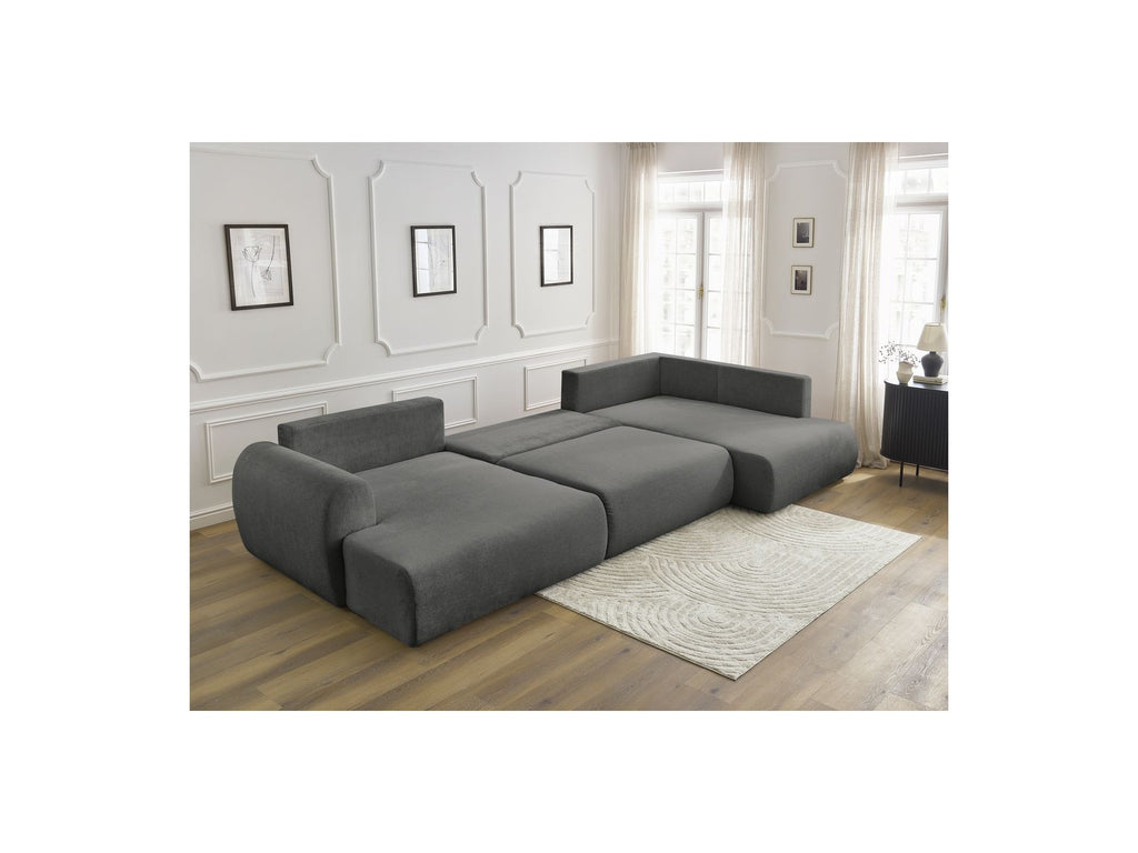 Panoramic Convertible Sofa with Storage - Lucien - Smooth Fabric - Left-Hand Corner