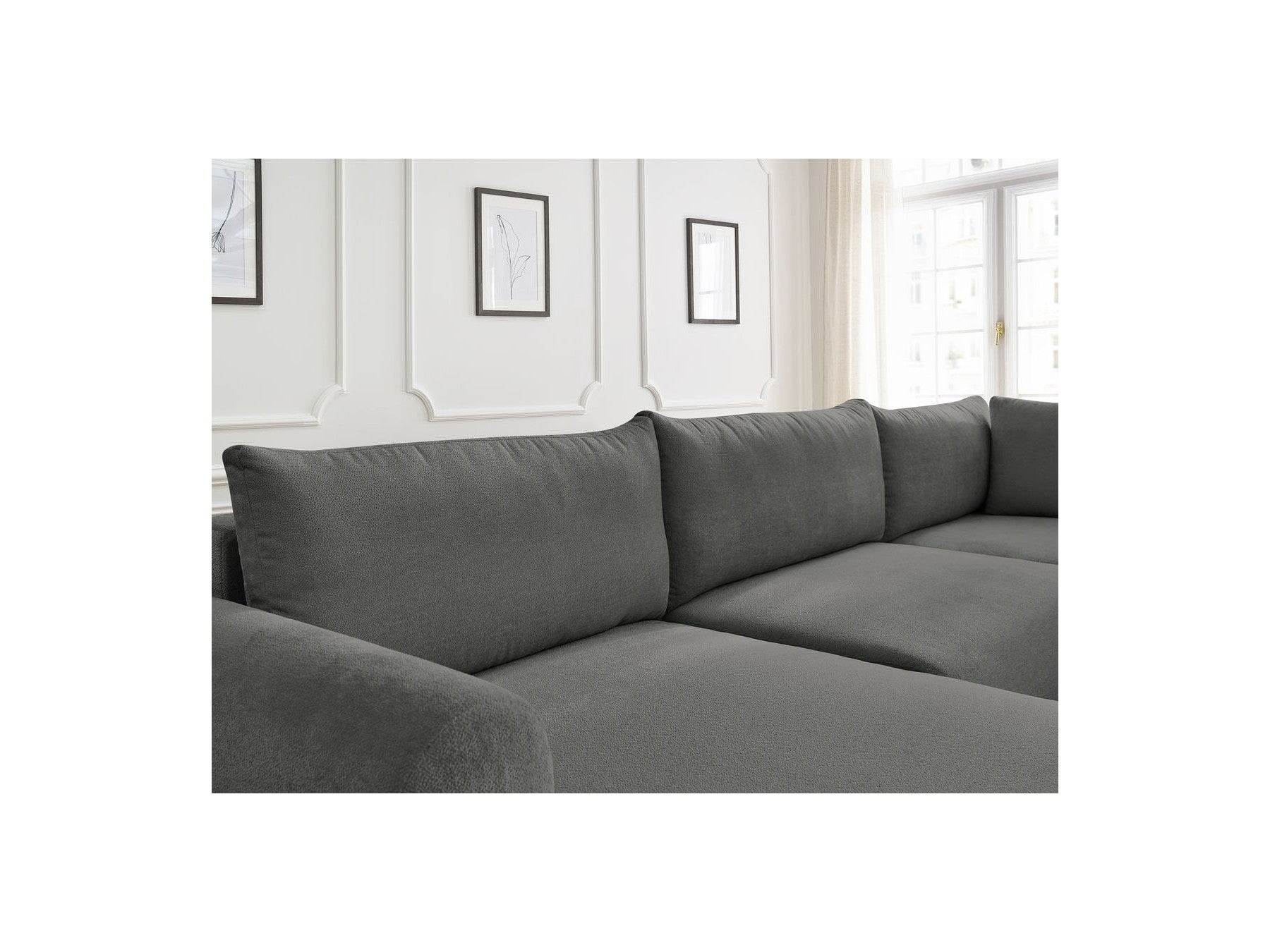 Panoramic Convertible Sofa with Storage - Lucien - Smooth Fabric - Left-Hand Corner