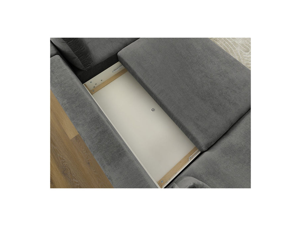 Panoramic Convertible Sofa with Storage - Lucien - Smooth Fabric - Left-Hand Corner