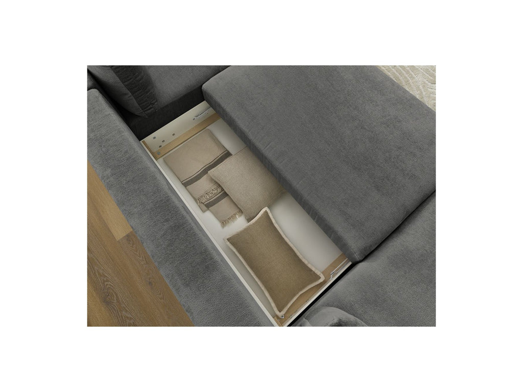Panoramic Convertible Sofa with Storage - Lucien - Smooth Fabric - Left-Hand Corner