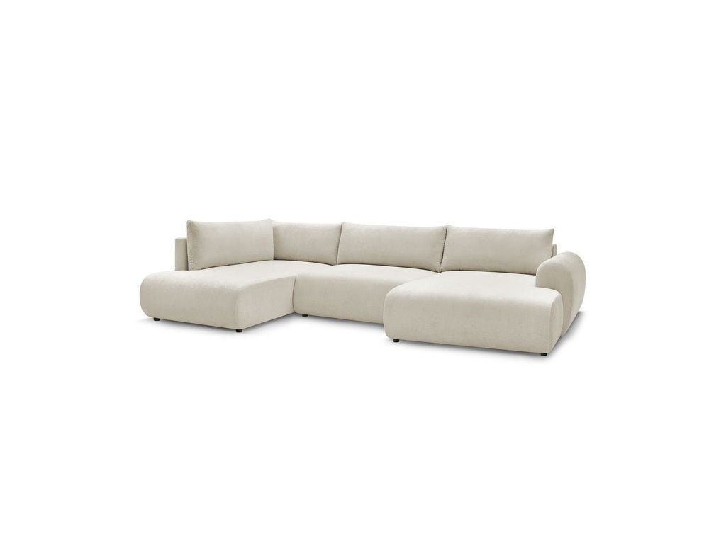 Panoramic Convertible Sofa with Storage - Lucien - Smooth Fabric - Right-Hand Corner