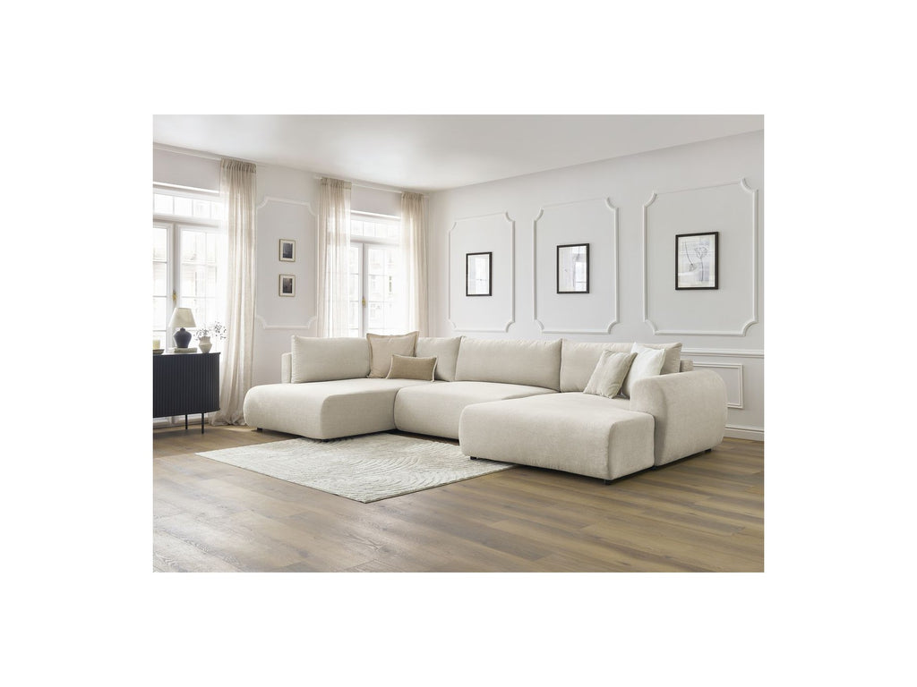 Panoramic Convertible Sofa with Storage - Lucien - Smooth Fabric - Right-Hand Corner