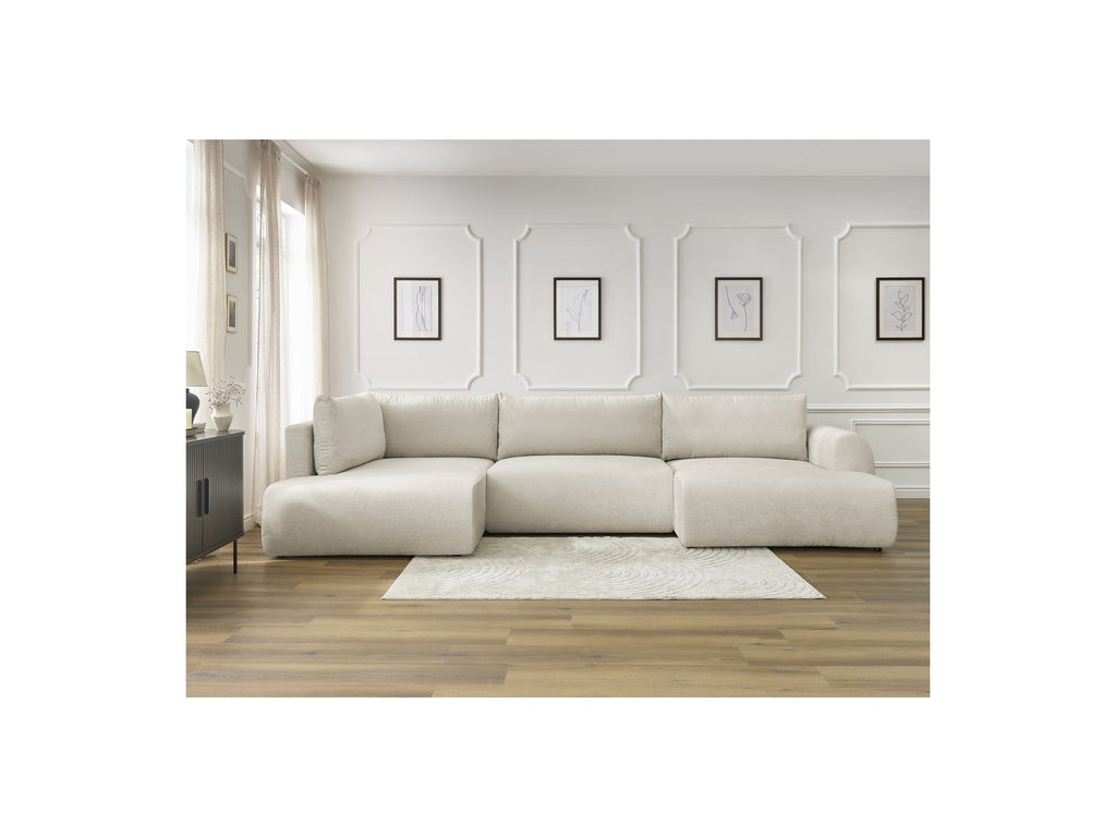 Panoramic Convertible Sofa with Storage - Lucien - Smooth Fabric - Right-Hand Corner