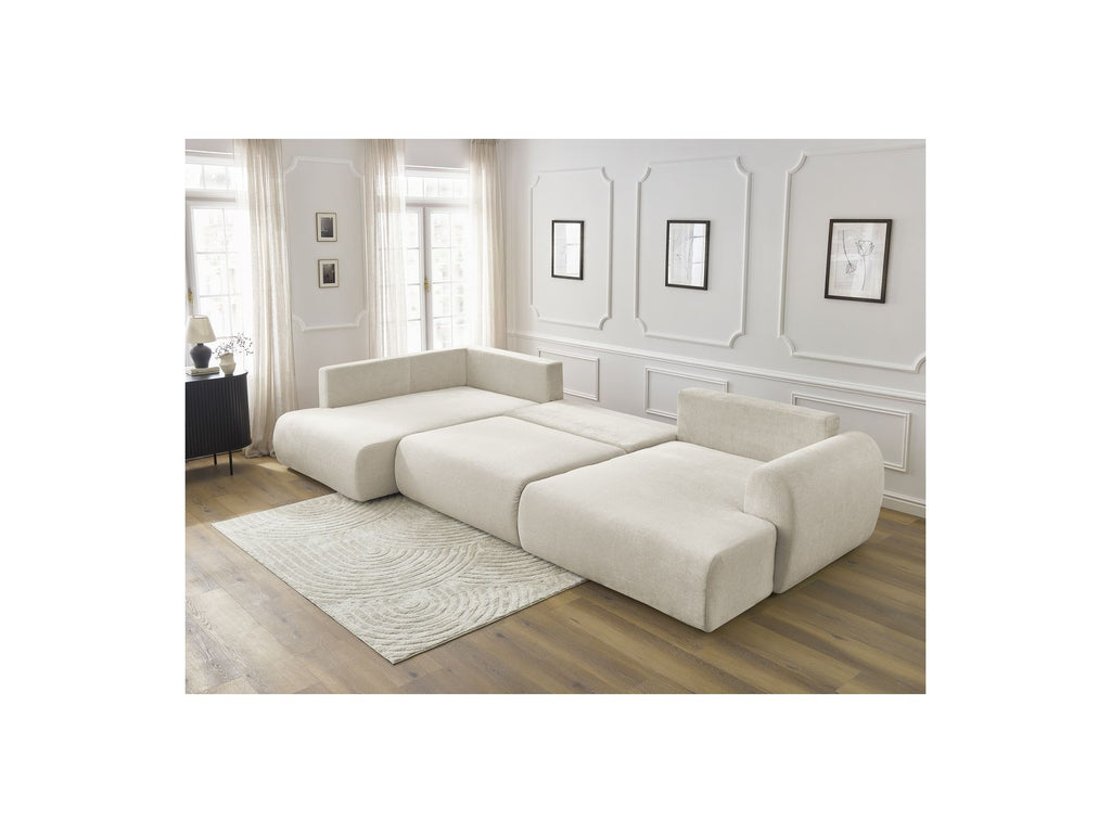 Panoramic Convertible Sofa with Storage - Lucien - Smooth Fabric - Right-Hand Corner