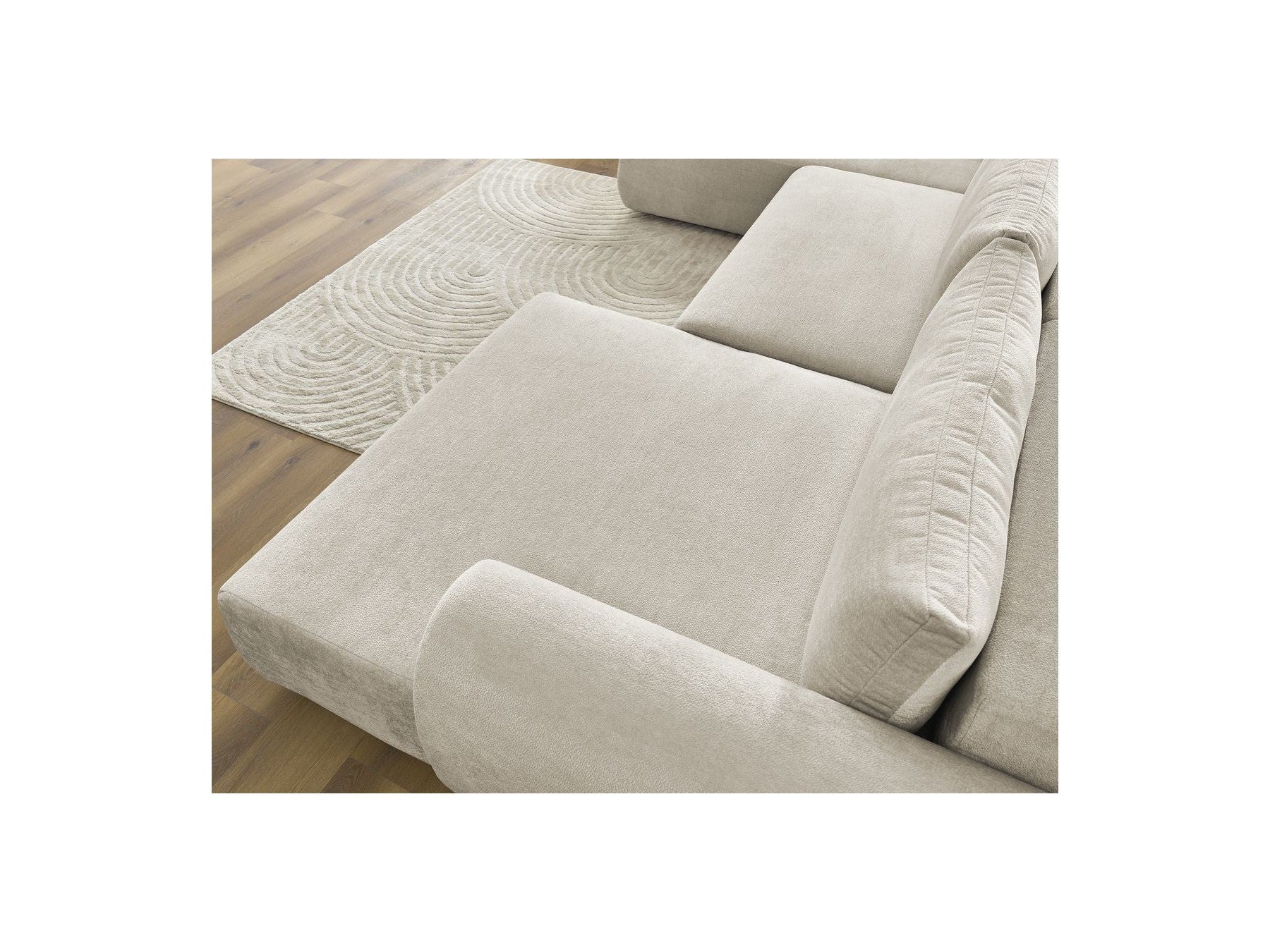 Panoramic Convertible Sofa with Storage - Lucien - Smooth Fabric - Right-Hand Corner