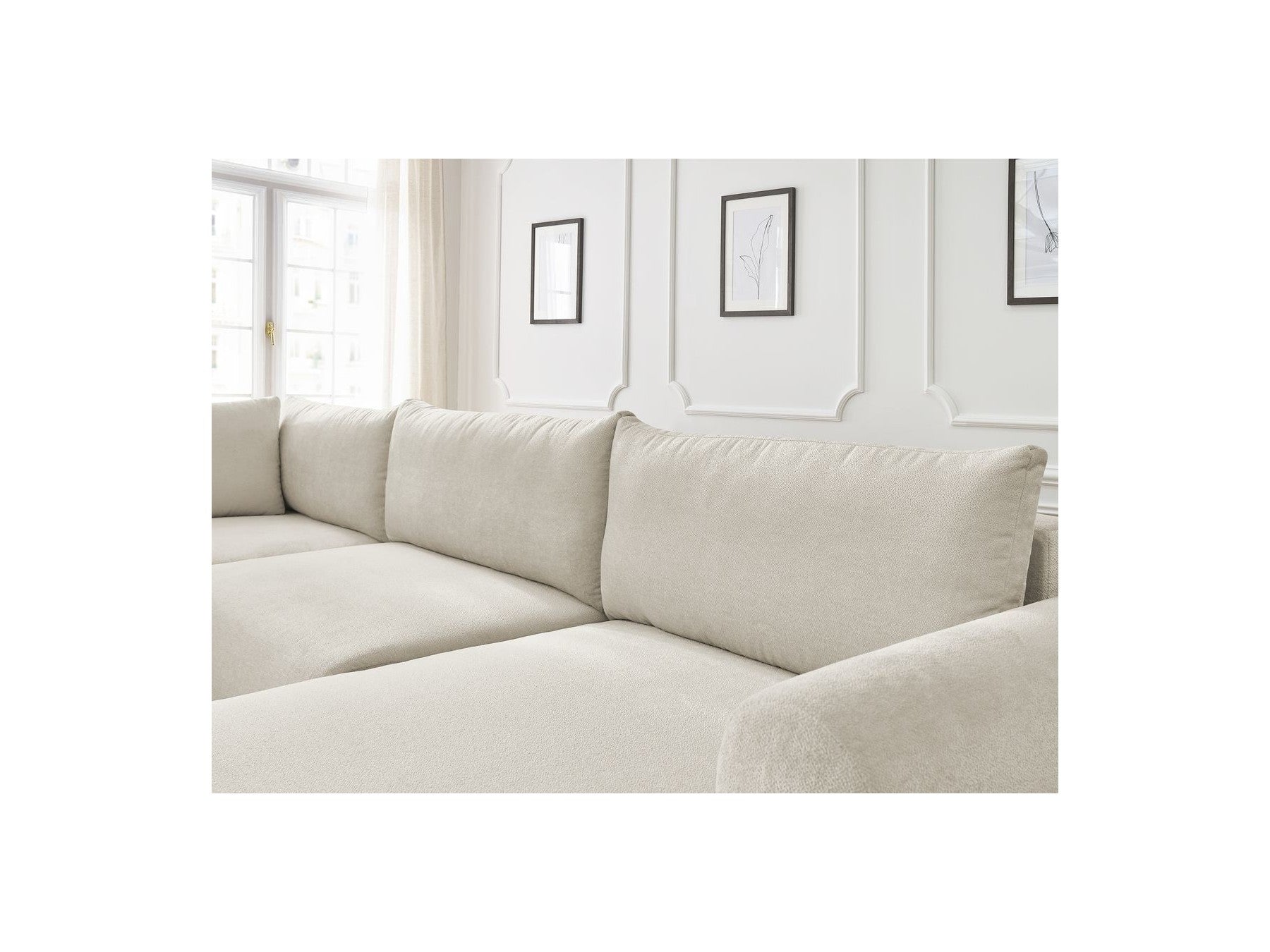 Panoramic Convertible Sofa with Storage - Lucien - Smooth Fabric - Right-Hand Corner