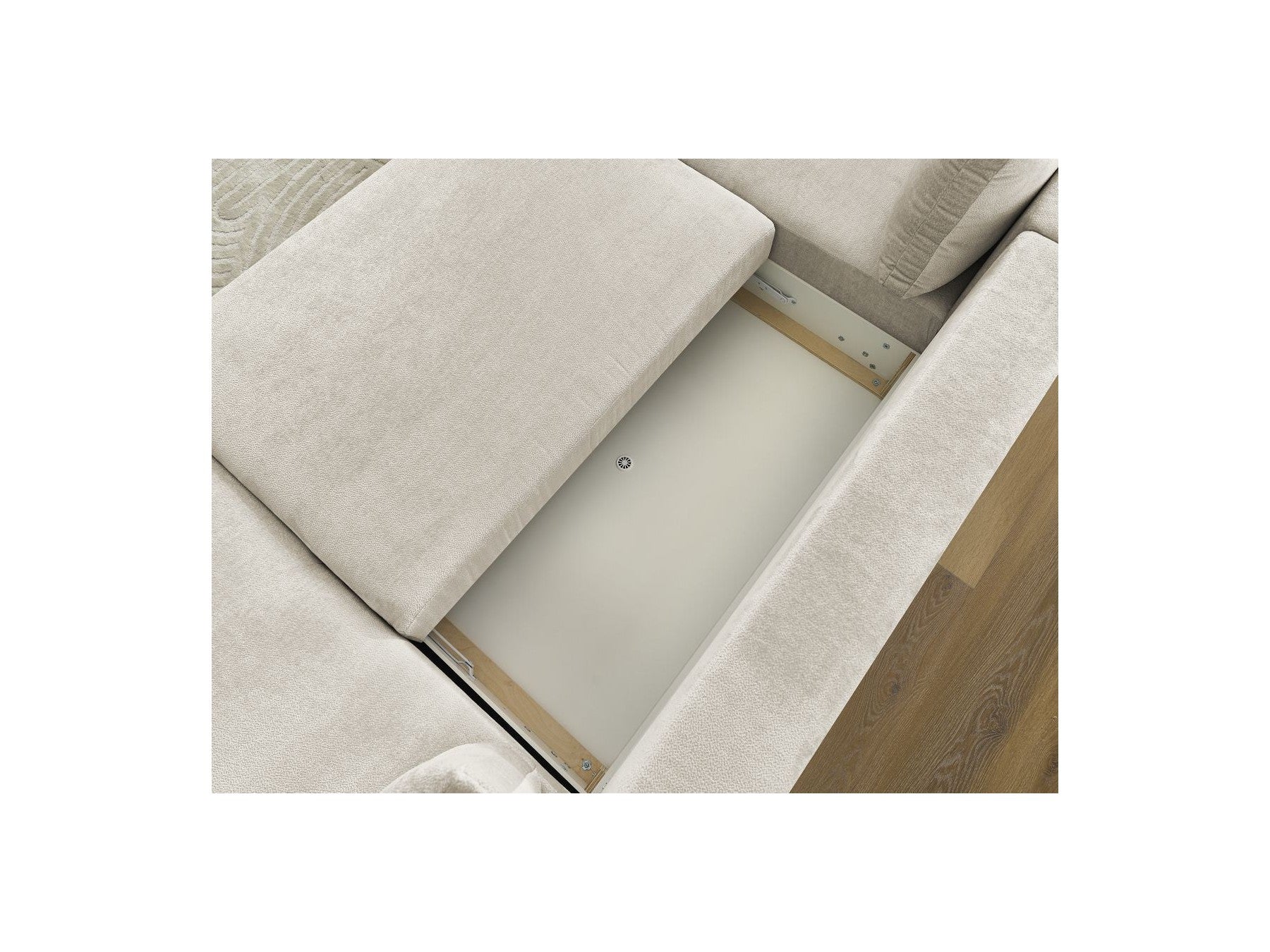 Panoramic Convertible Sofa with Storage - Lucien - Smooth Fabric - Right-Hand Corner
