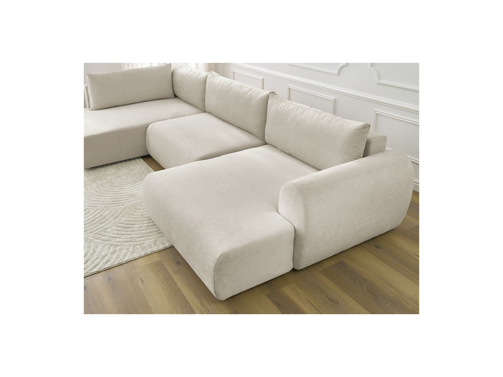 Panoramic Convertible Sofa with Storage - Lucien - Smooth Fabric - Right-Hand Corner