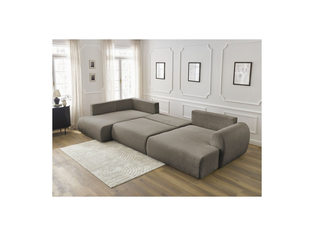 Panoramic Convertible Sofa with Storage - Lucien - Smooth Fabric - Right-Hand Corner