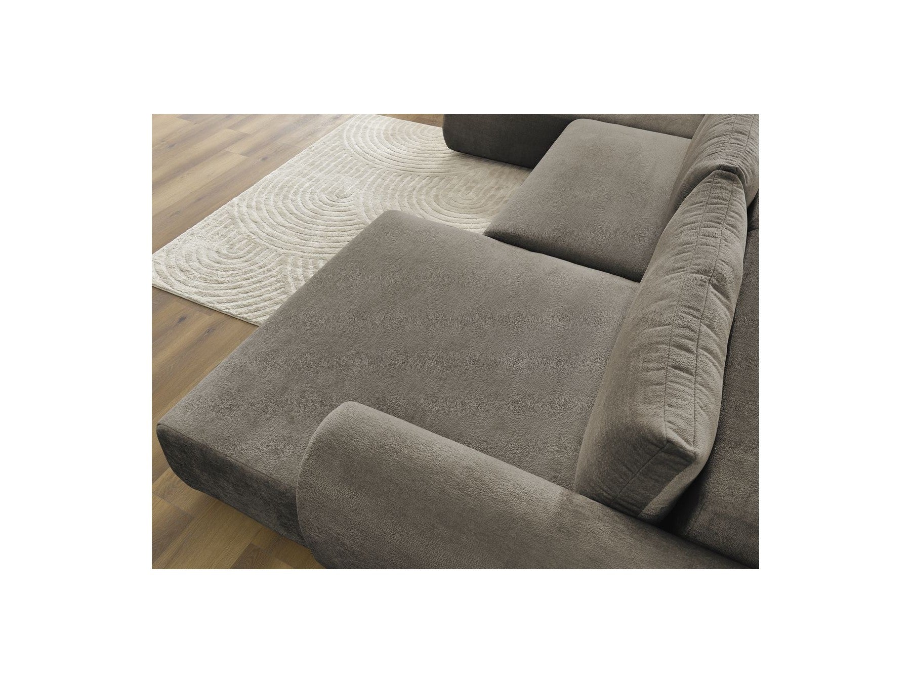 Panoramic Convertible Sofa with Storage - Lucien - Smooth Fabric - Right-Hand Corner