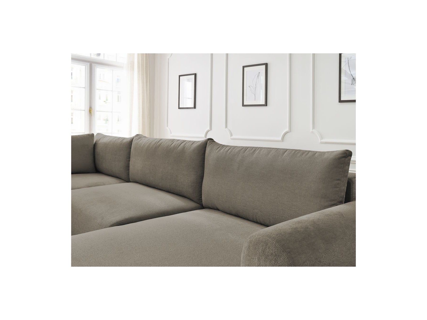 Panoramic Convertible Sofa with Storage - Lucien - Smooth Fabric - Right-Hand Corner