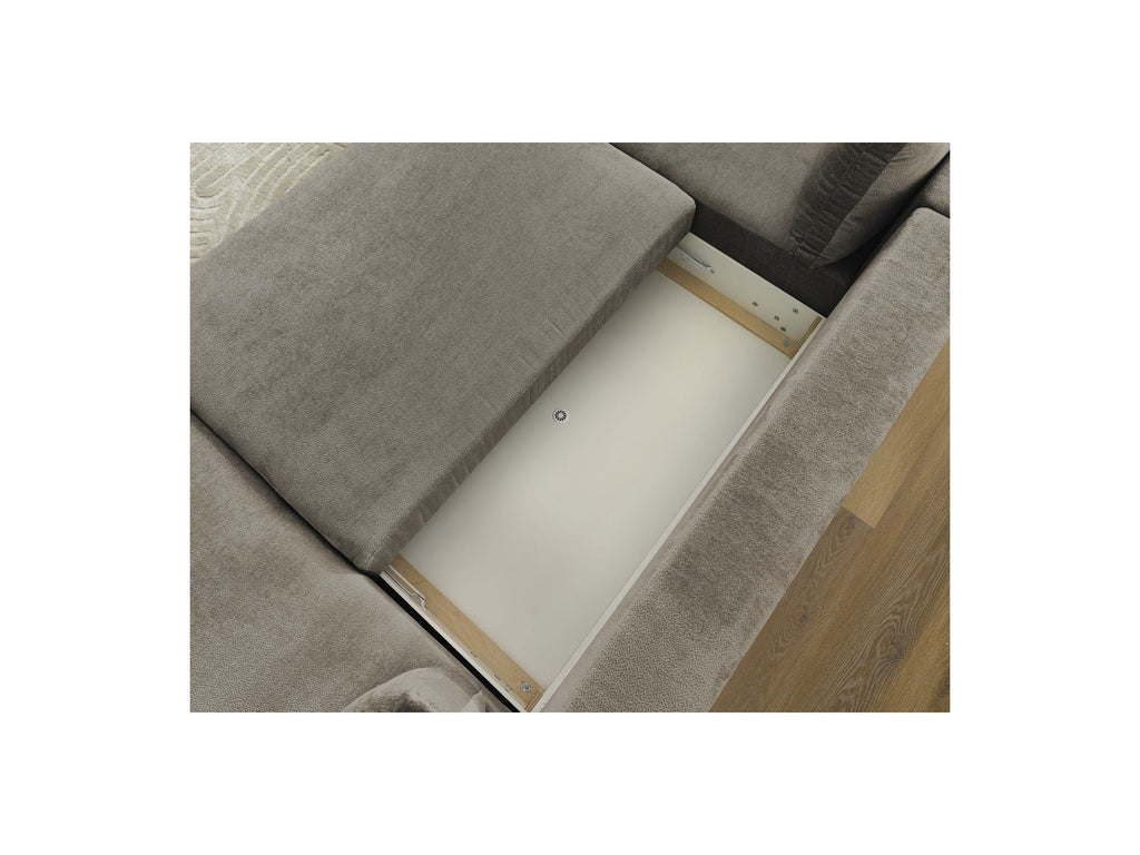 Panoramic Convertible Sofa with Storage - Lucien - Smooth Fabric - Right-Hand Corner