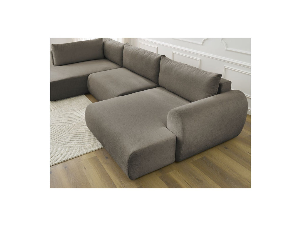 Panoramic Convertible Sofa with Storage - Lucien - Smooth Fabric - Right-Hand Corner
