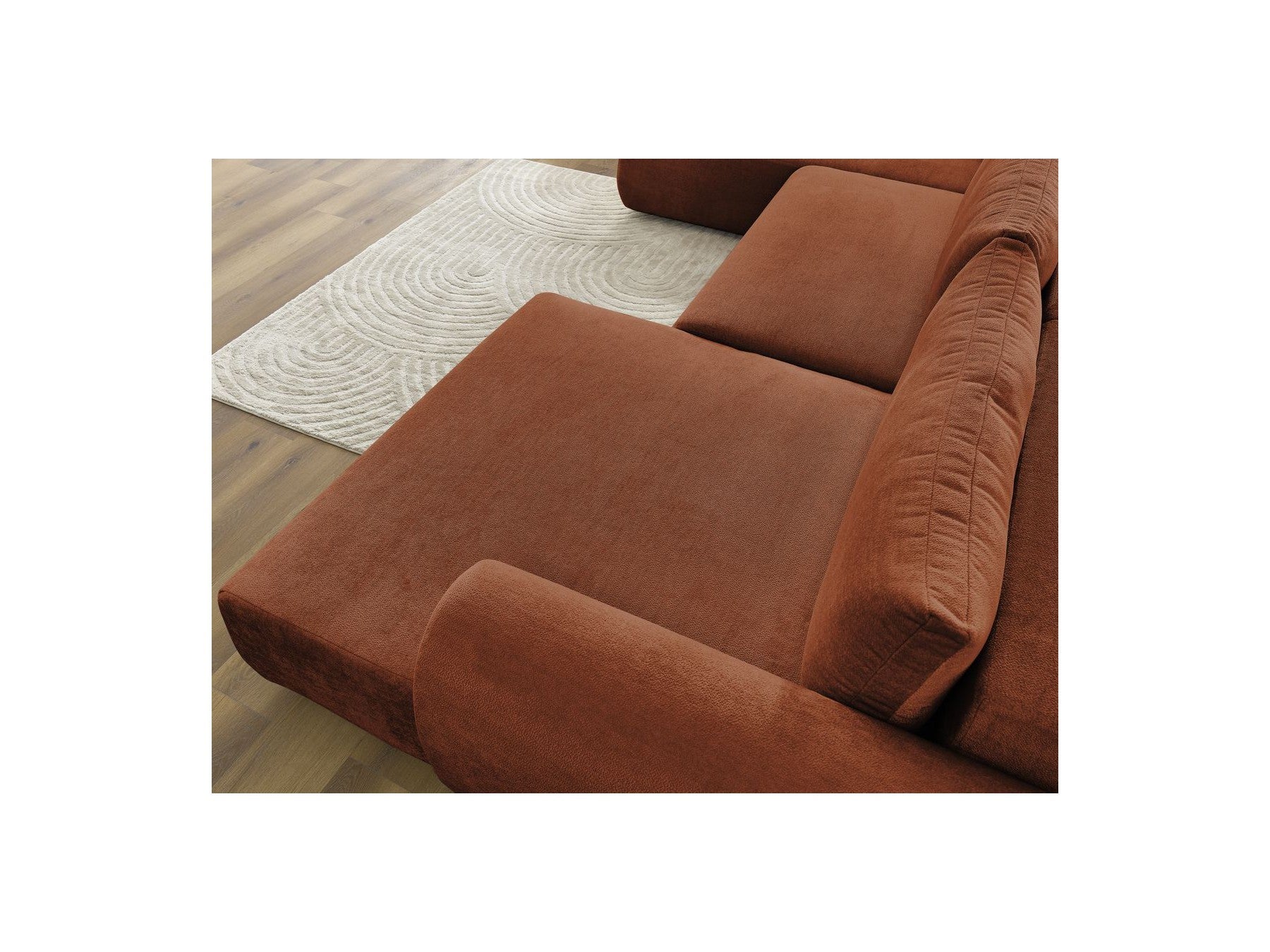 Panoramic Convertible Sofa with Storage - Lucien - Smooth Fabric - Right-Hand Corner