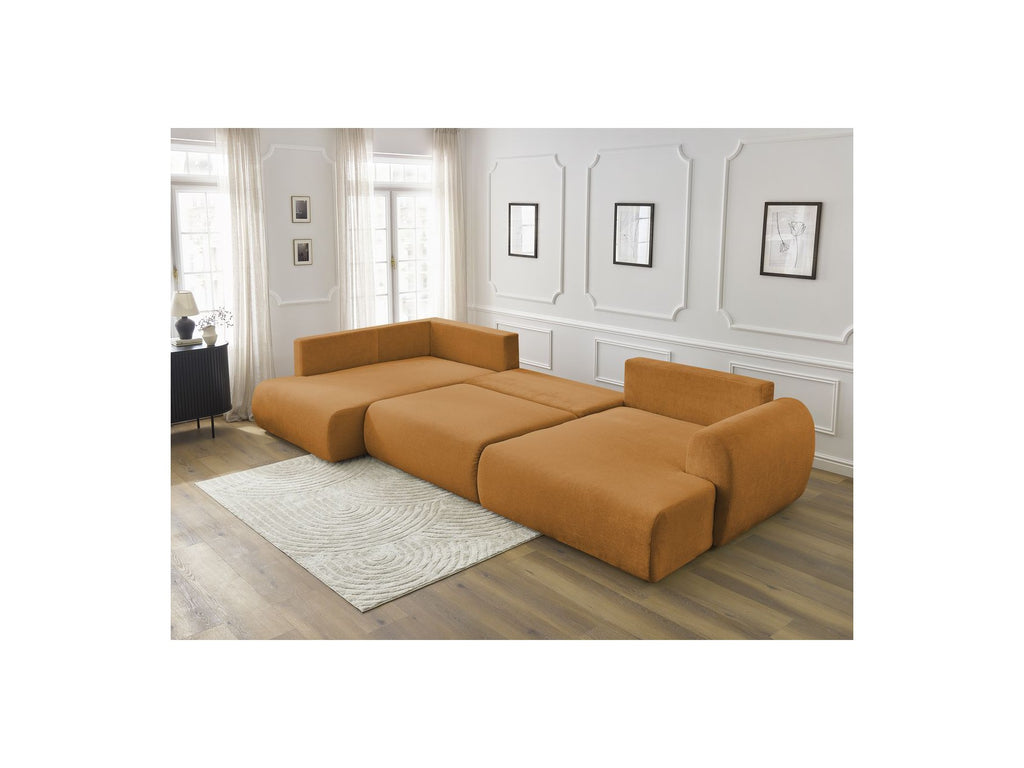 Panoramic Convertible Sofa with Storage - Lucien - Smooth Fabric - Right-Hand Corner