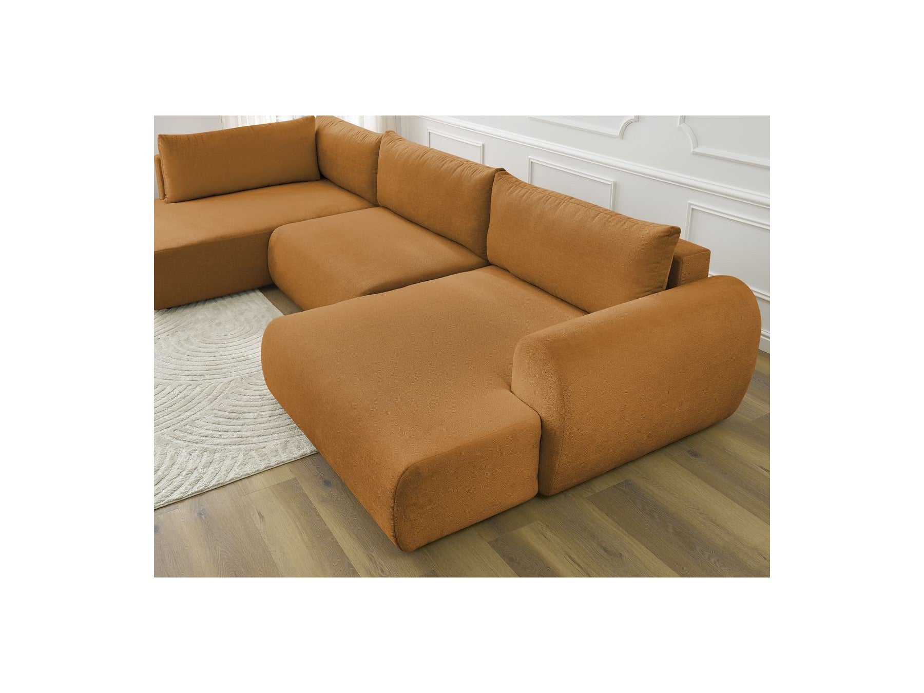 Panoramic Convertible Sofa with Storage - Lucien - Smooth Fabric - Right-Hand Corner