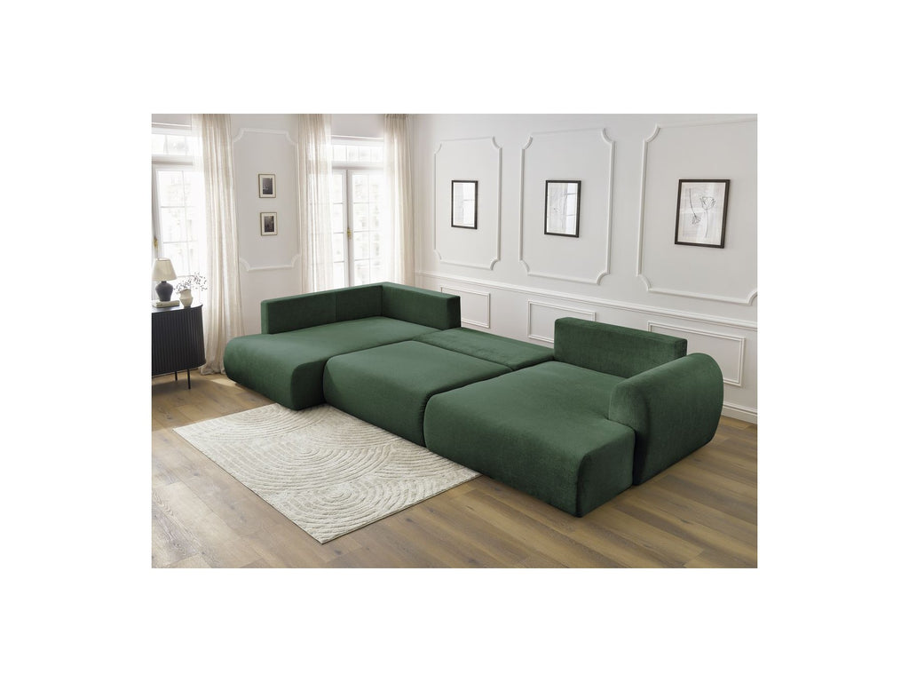 Panoramic Convertible Sofa with Storage - Lucien - Smooth Fabric - Right-Hand Corner