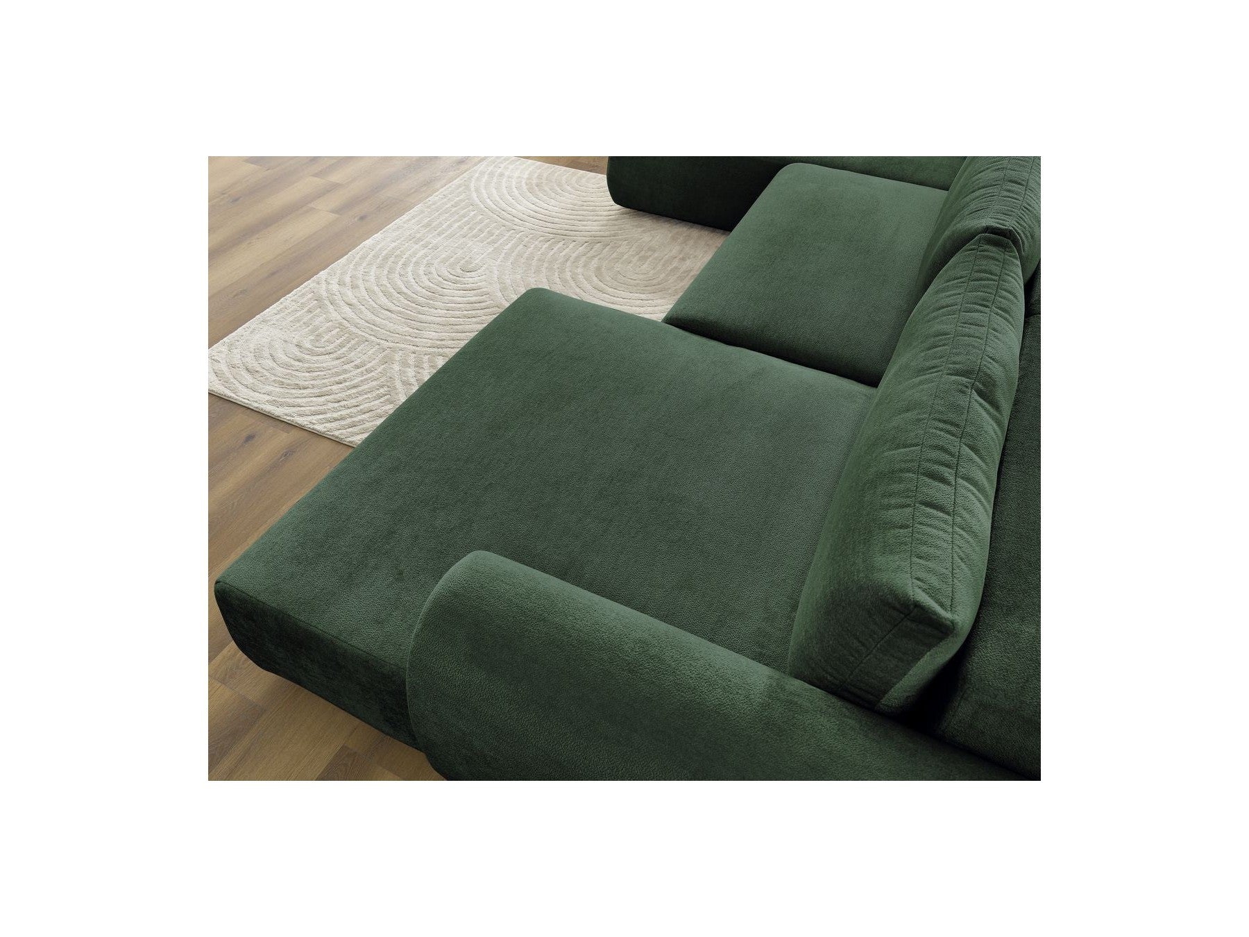 Panoramic Convertible Sofa with Storage - Lucien - Smooth Fabric - Right-Hand Corner