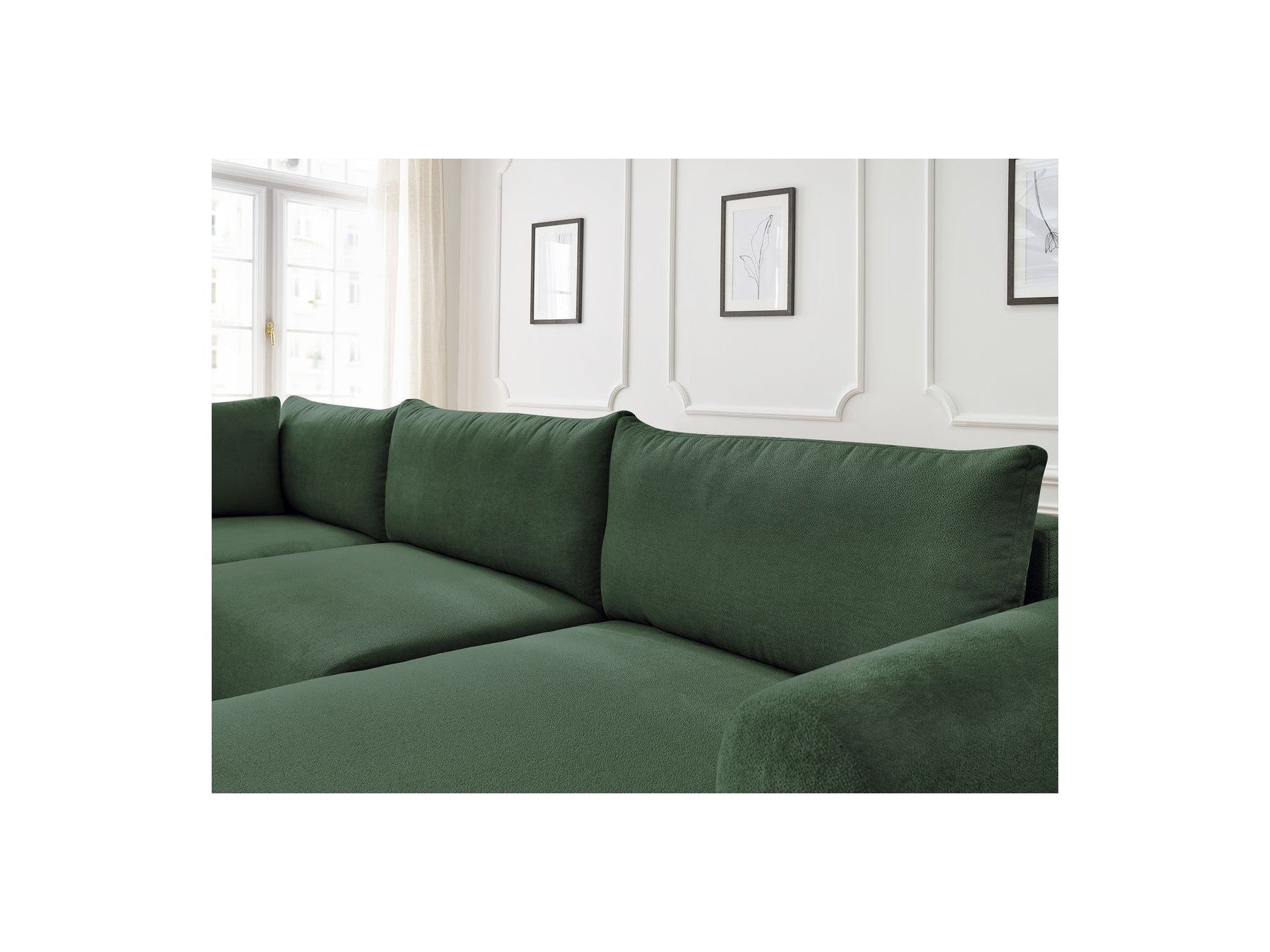 Panoramic Convertible Sofa with Storage - Lucien - Smooth Fabric - Right-Hand Corner